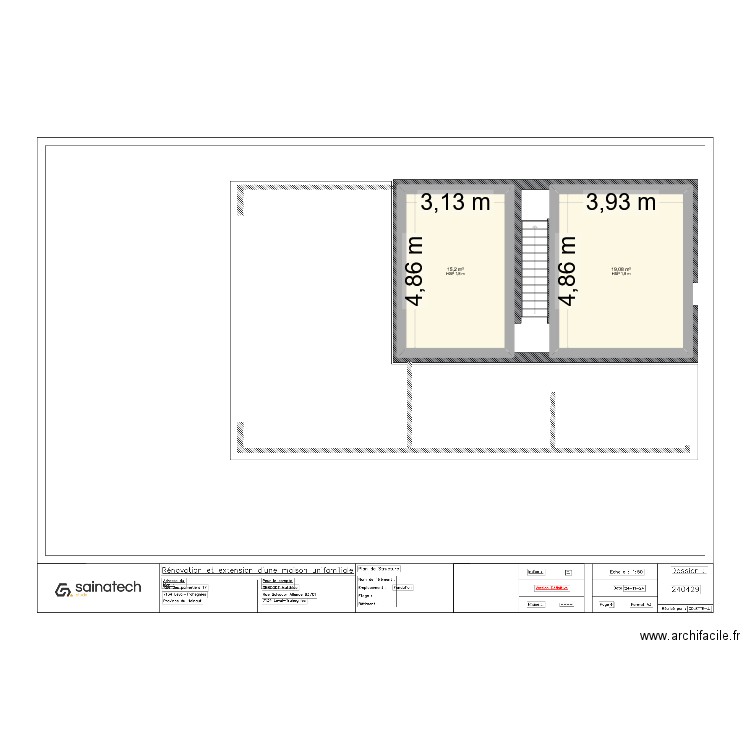 caves. Plan de 2 pièces et 34 m2