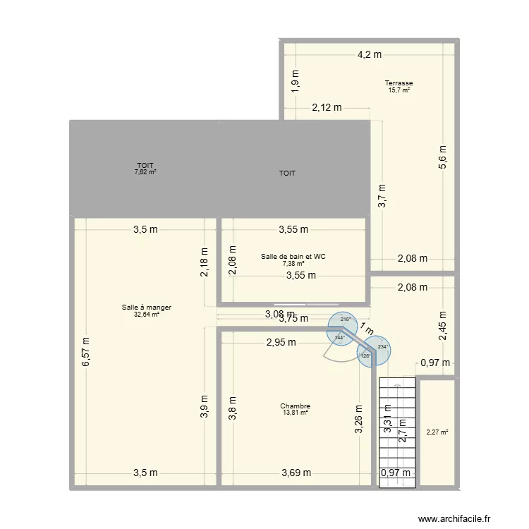 carmes. Plan de 8  et 87 m²