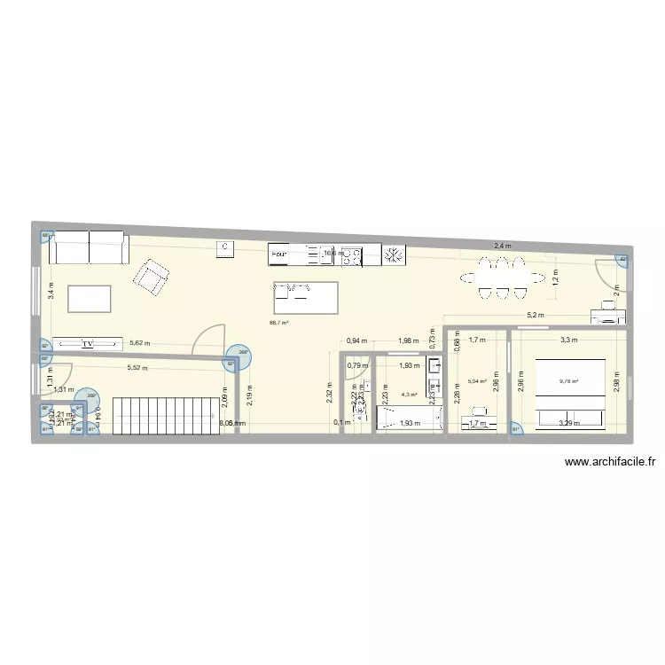 RDC MARK MANU. Plan de 5  et 87 m²
