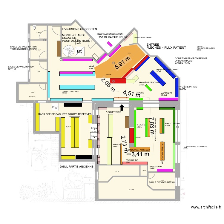 Plan pharmacie Entière 12. Plan de 12 pièces et 282 m2