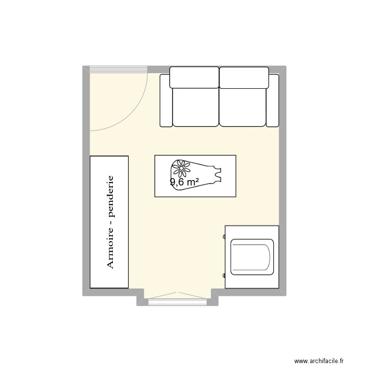 Chambre Enfant. Plan de 1 pièce et 10 m2