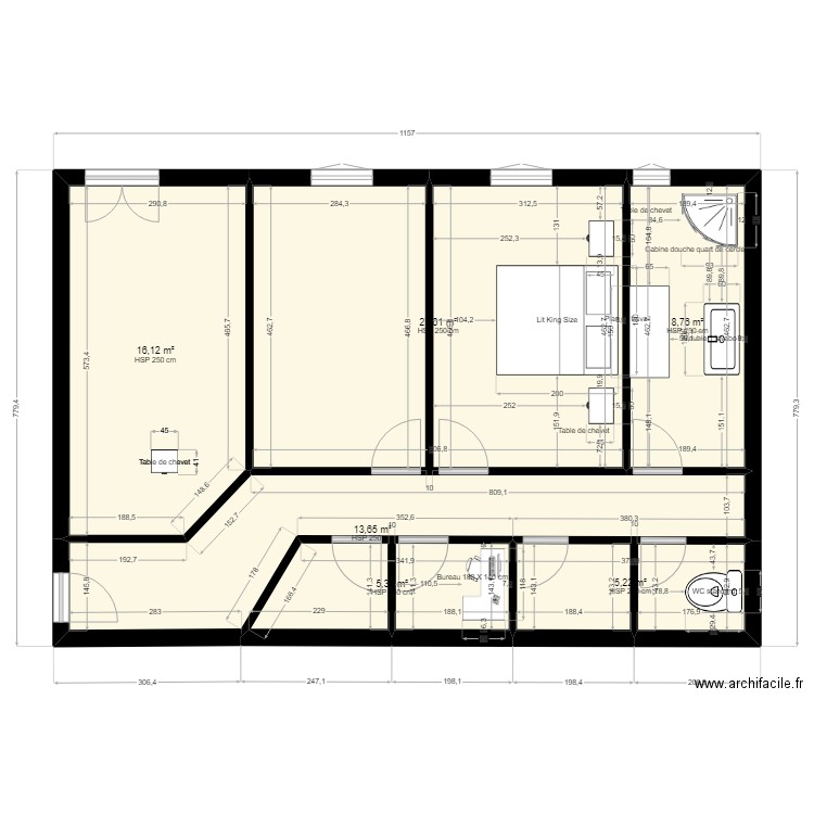 appartement 20. Plan de 6 pièces et 77 m2