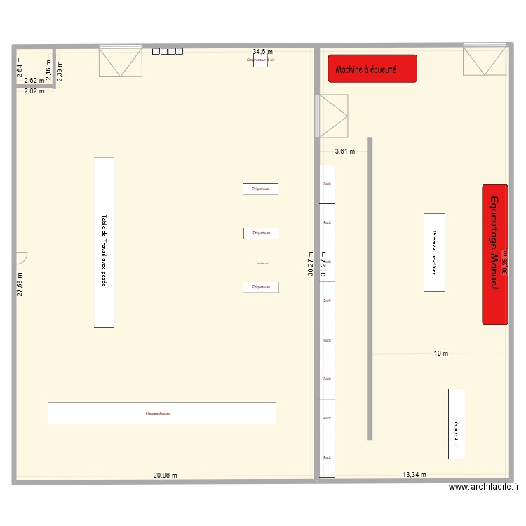 Labo étiquetage + Labo découpe perpignan. Plan de 1 pièce et 1038 m2