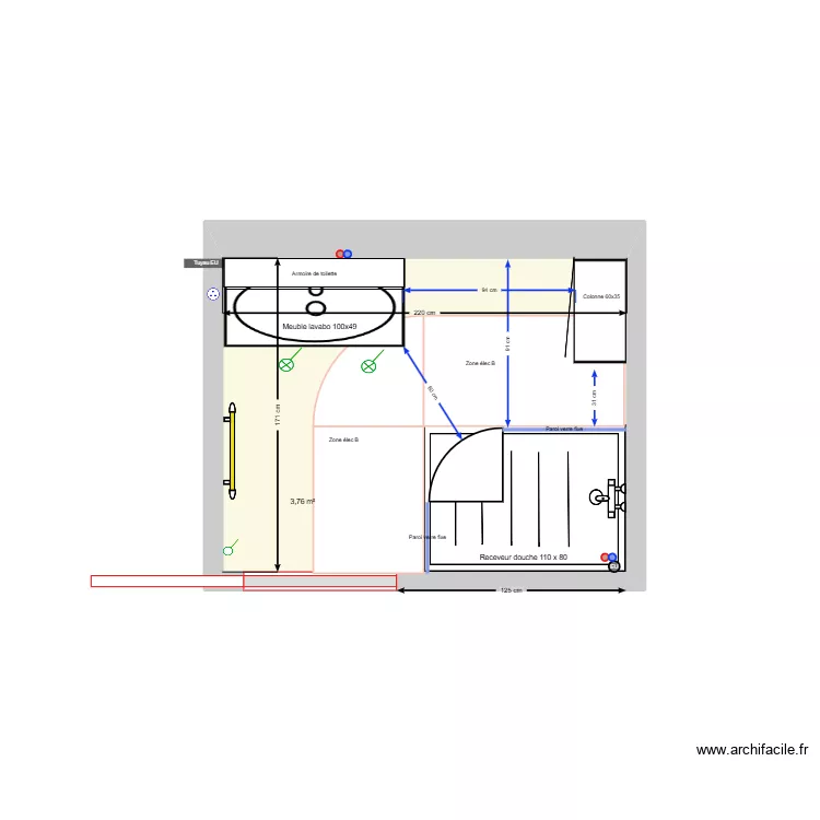 SDB Rossan_V110x90 arrondi. Plan de 