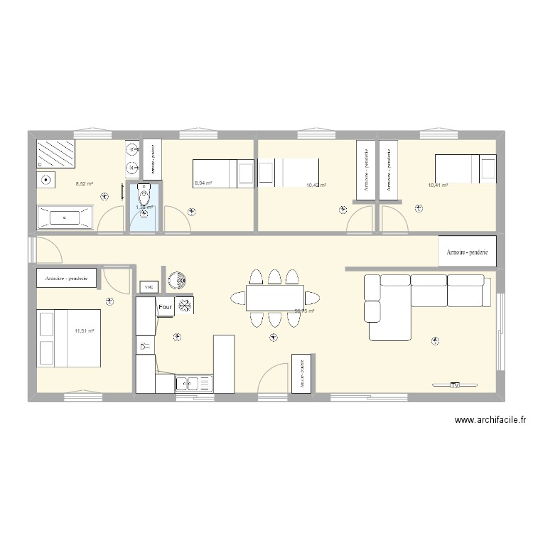 T5 112m² optimisé. Plan de 0 pièce et 0 m2