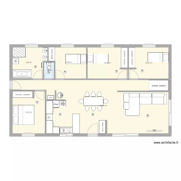 T5 112m² optimisé. Plan de T5 112m² optimisé. Plan de