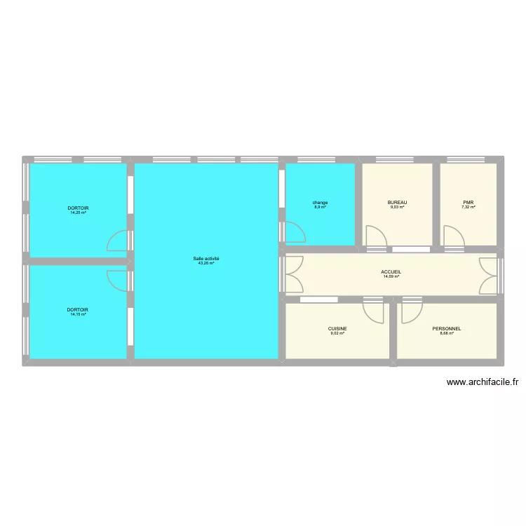 local aix murielle. Plan de 9  et 129 m²