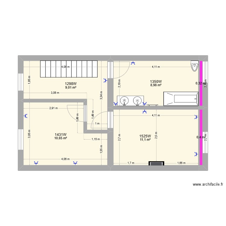105 étage. Plan de 6 pièces et 40 m2