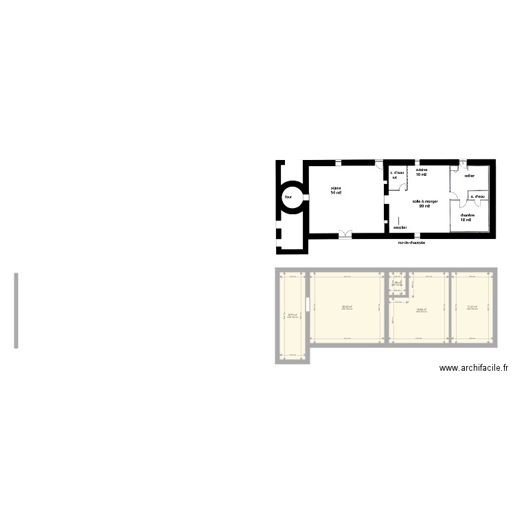 87G7094. Plan de 5 pièces et 57 m2
