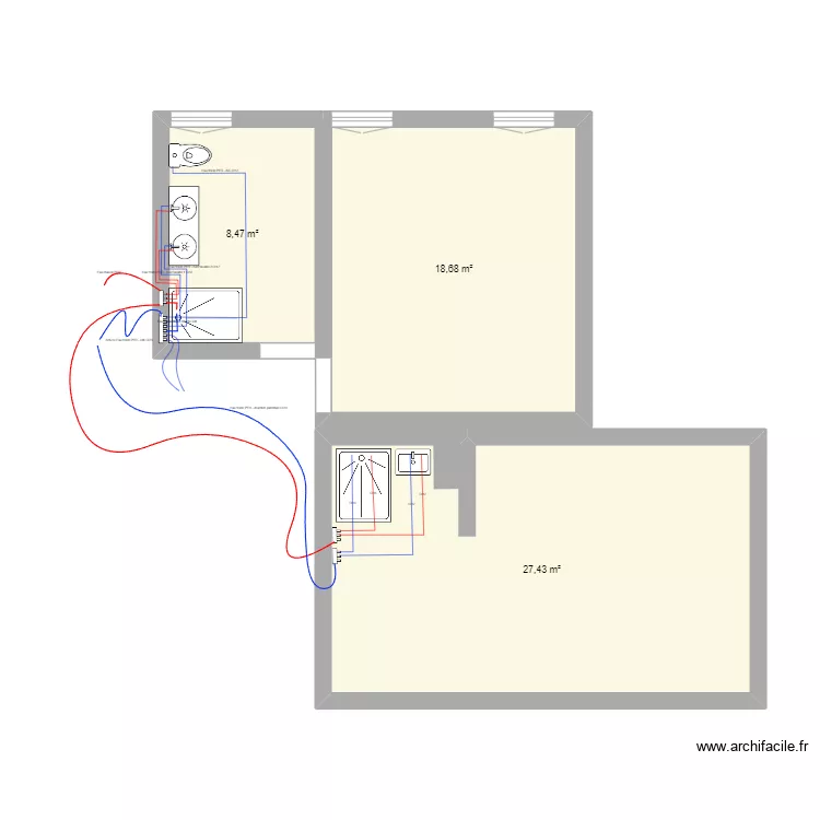 Plomberie 1er étage. Plan de Plomberie 1er étage. Plan de