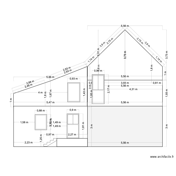 plan haie germaine facade laterale. Plan de 0 pièce et 0 m2