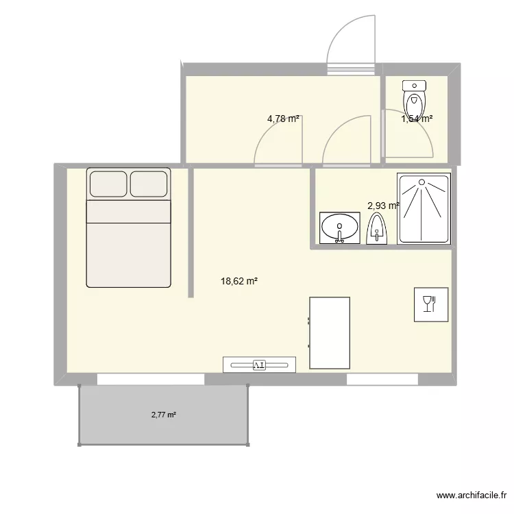 montcalm. Plan de 4  et 28 m²