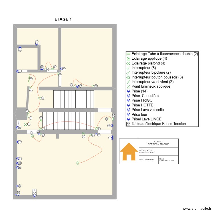 PETREAN ET1. Plan de 5 pièces et 64 m2