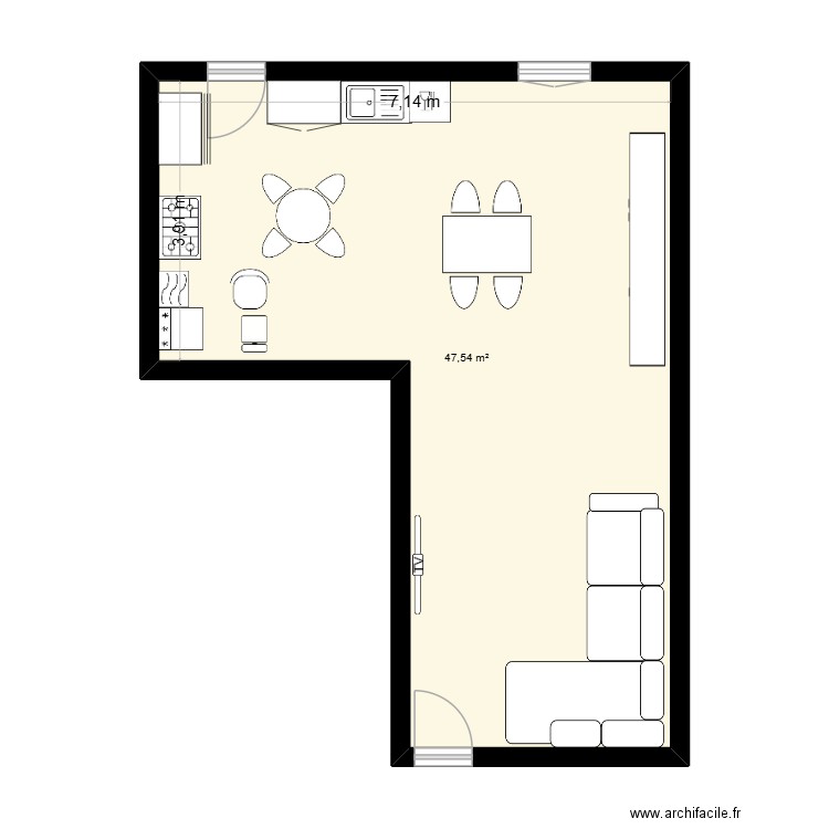 ESPACE REPAS. Plan de 1 pièce et 48 m2