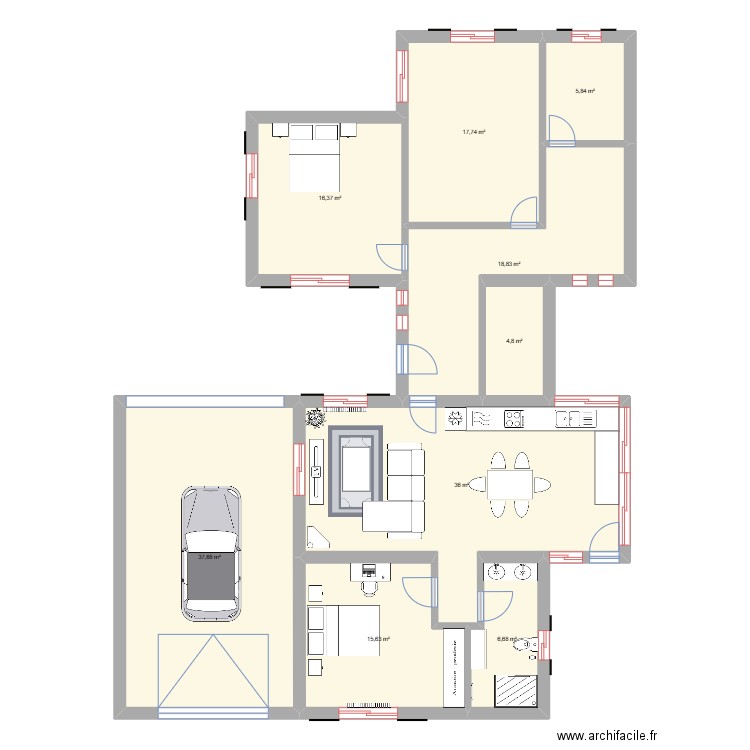 casa. Plan de 9 pièces et 160 m2