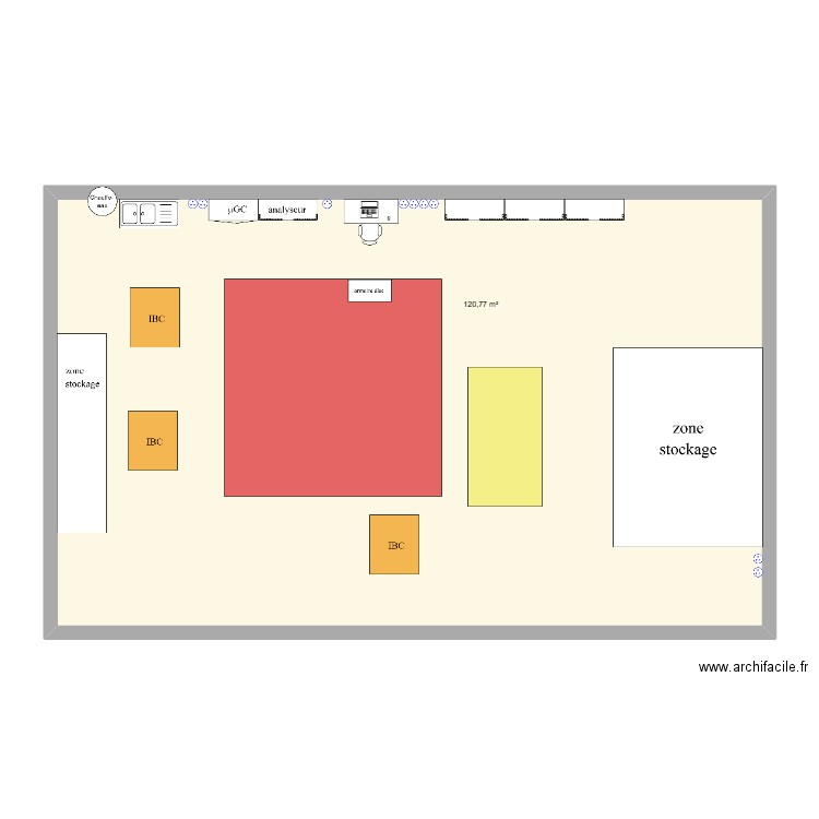 pilote. Plan de 1 pièce et 121 m2
