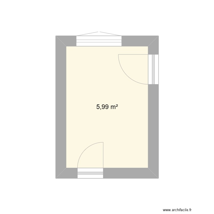 SALLE DE BAIN. Plan de 1 pièce et 6 m2