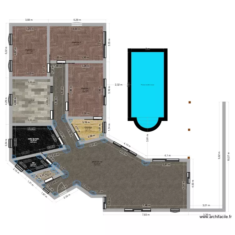 1ere partie maison3. Plan de 9 Pièces et 150 m²