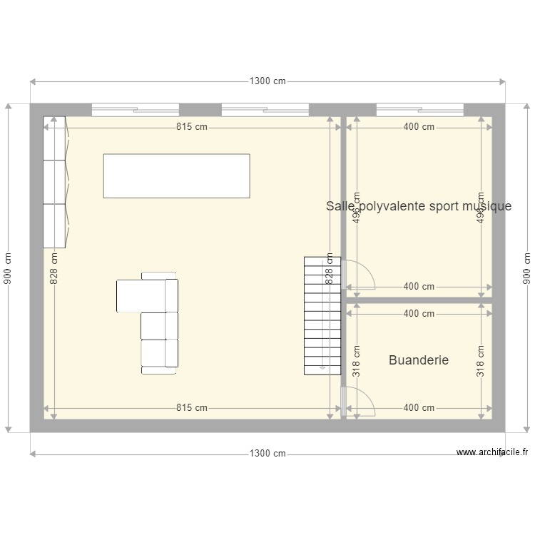 bifamiliale. Plan de 16 pièces et 294 m2