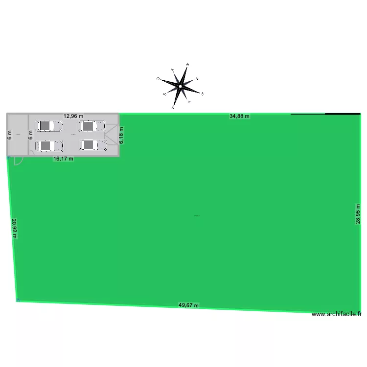 Maison v0. Plan de 3  et 1409 m²