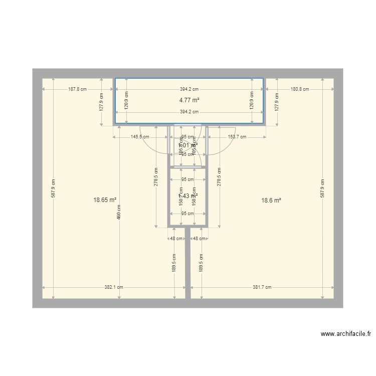 acr segard. Plan de 5 pièces et 44 m2