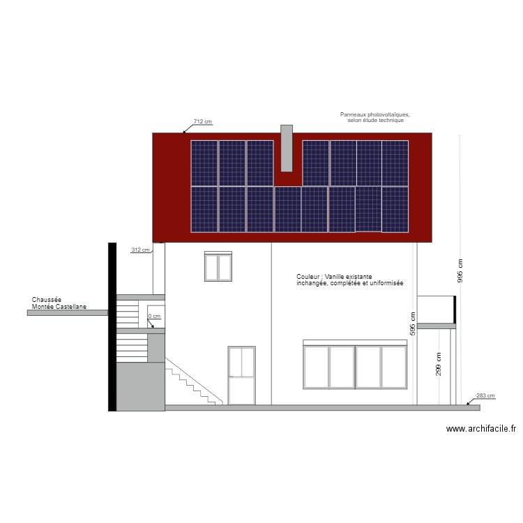 Façade Sud projet. Plan de 0 pièce et 0 m2