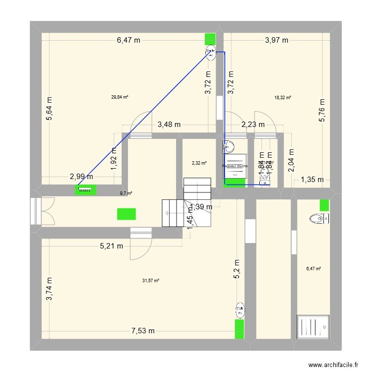 ayguesvive. Plan de 7 pièces et 100 m2