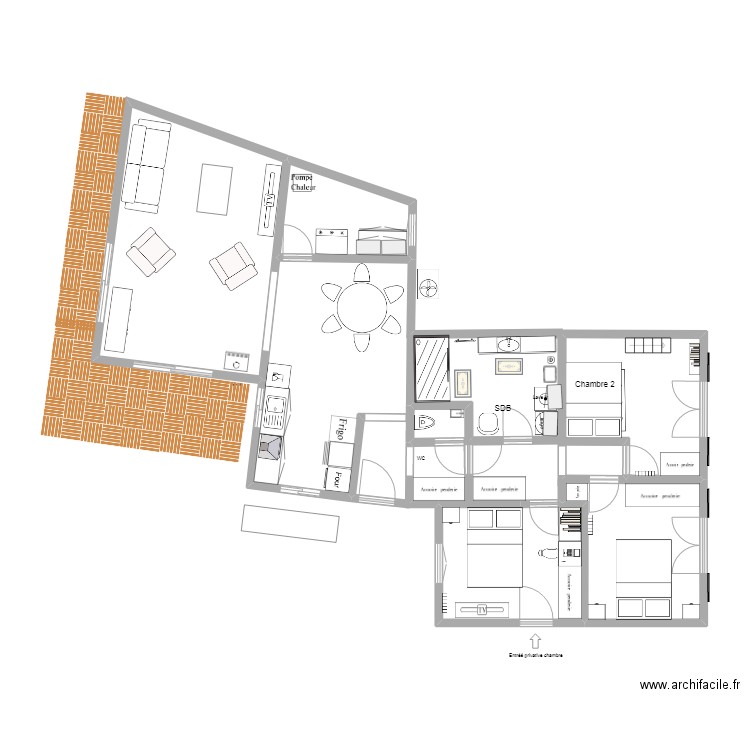 Maison Thomas -  2 projet Did cuisine  salon. Plan de 5 pièces et 49 m2