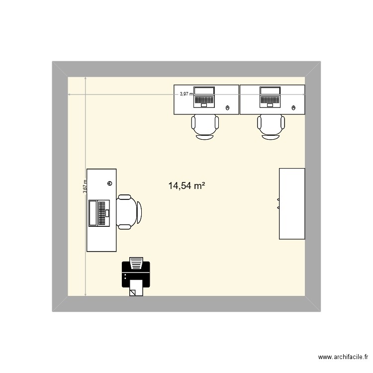 ancien bureau. Plan de 1 pièce et 15 m2