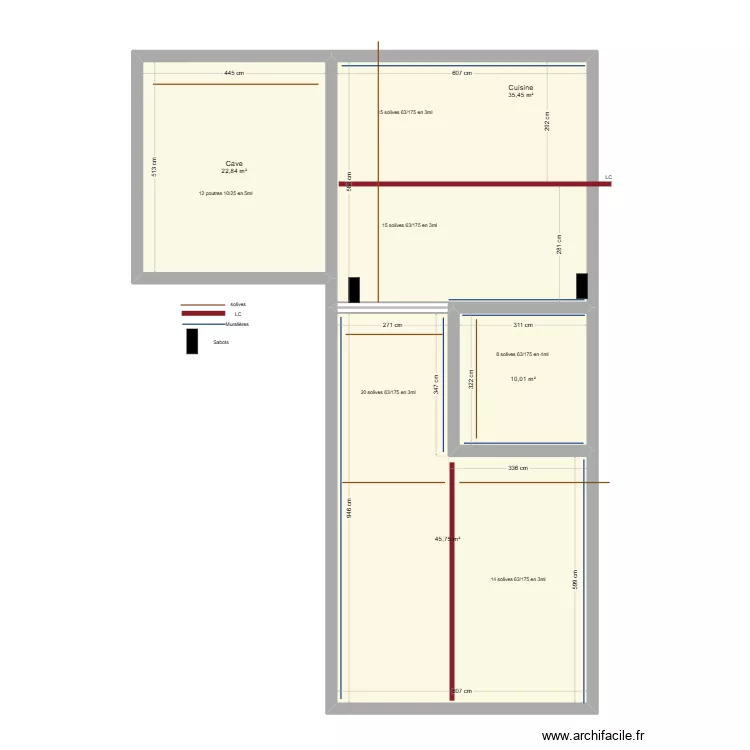 plan sous sol plancher. Plan de 4  et 114 m²