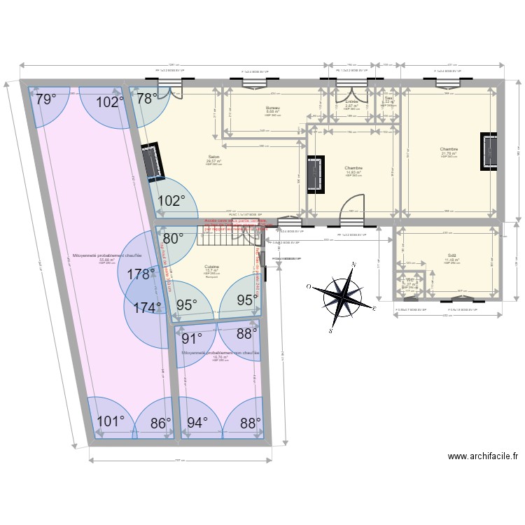 LUCIANO / MORICE. Plan de 11 pièces et 180 m2