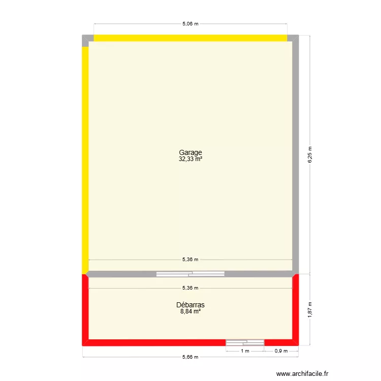Garagem. Plan de 2 pièces et 41 m²