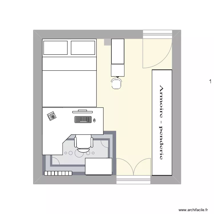 chambre. Plan de 1  et 15 m²