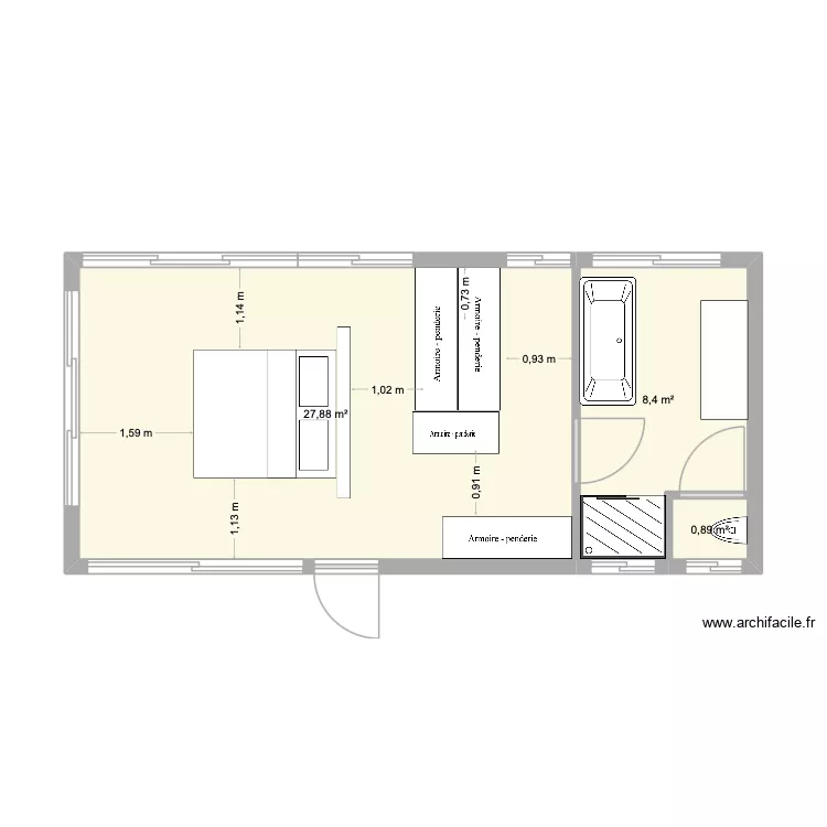 master organisation. Plan de 3  et 37 m²