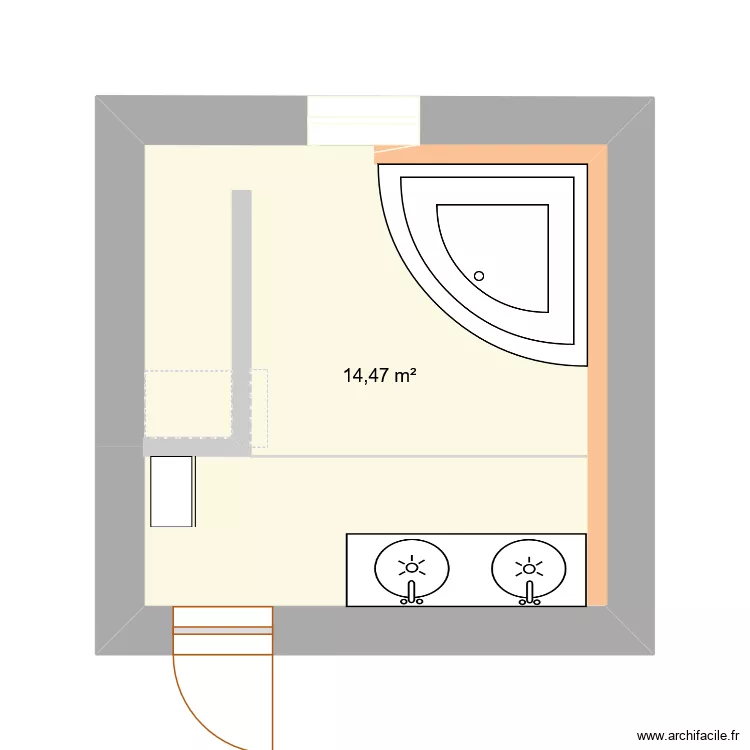 sdb. Plan de 1 et 14 m² sdb. Plan de 1 et 14 m²