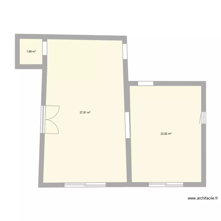 Pornic f&eacute;vrier 2026 par pi&egrave;ce. Plan de 3  et 63 m²