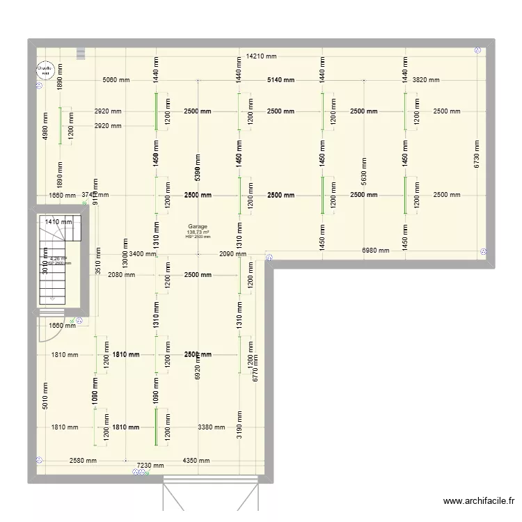 Garage geoffrey. Plan de 2 pièces et 143 m²