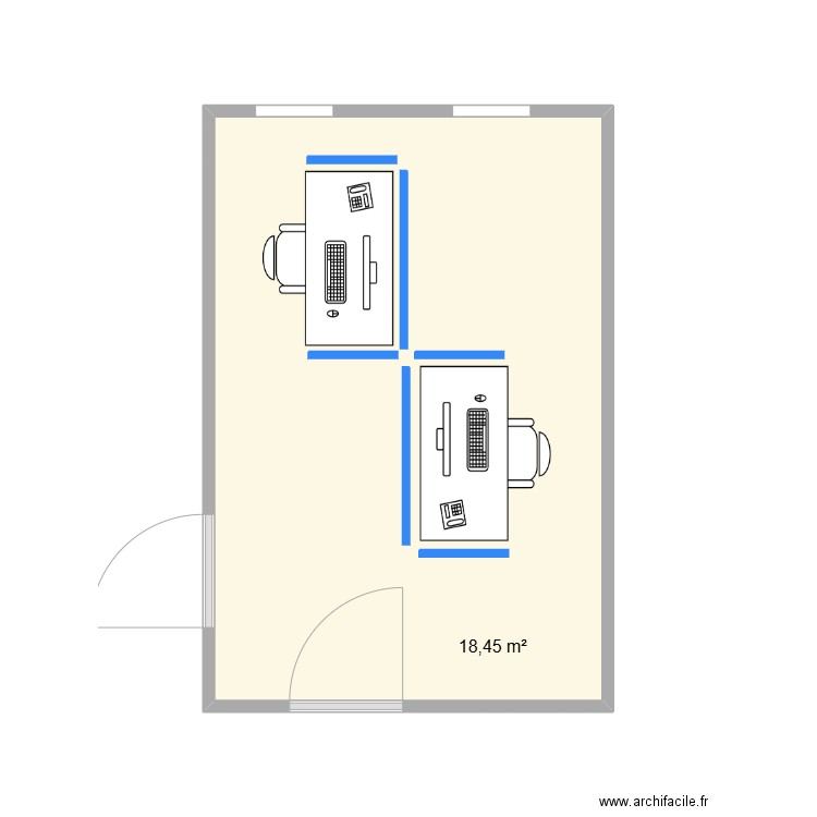 Pool téléphonique 2eme /proposition 2. Plan de 1 pièce et 18 m2