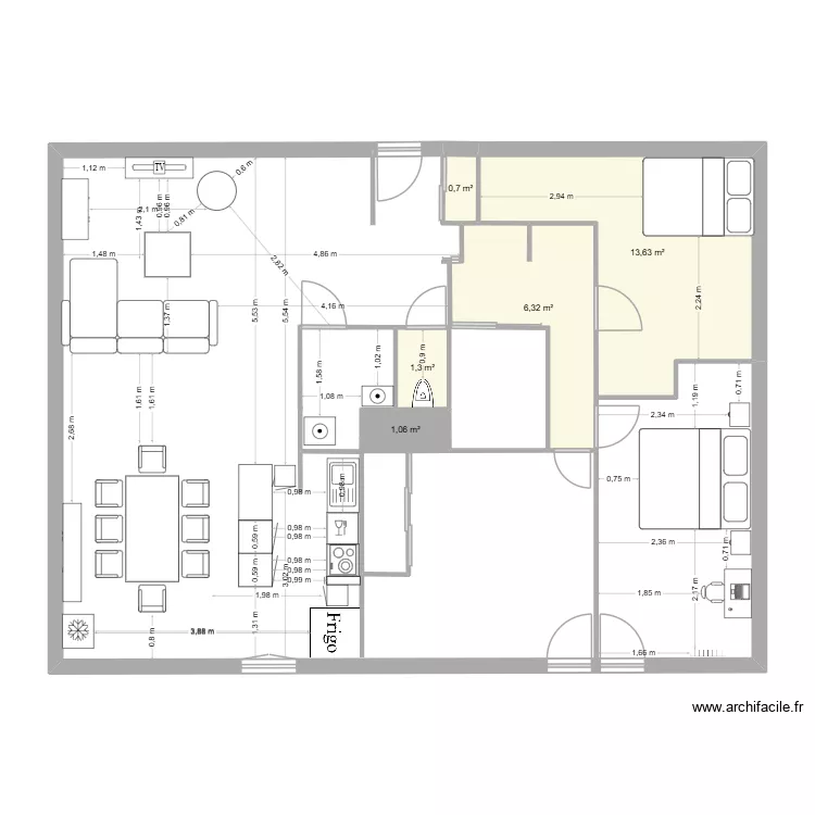 plan T4 - 2. Plan de 5 et 23 m² plan T4 - 2. Plan de 5 et 23 m²