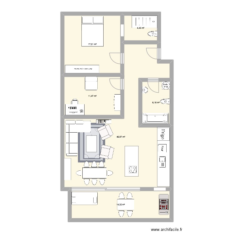 Passage des ateliers. Plan de 6 pièces et 101 m2