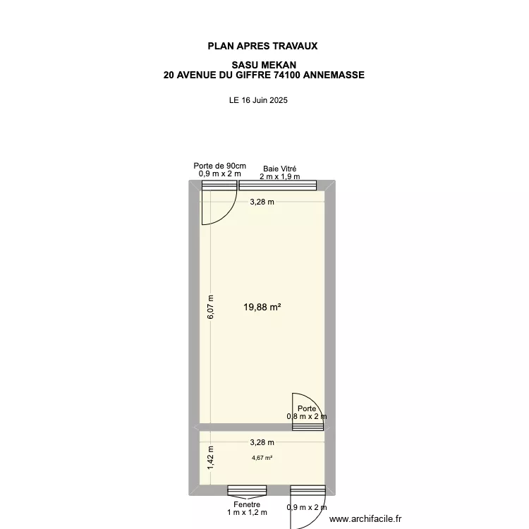 mekan Apres travaux. Plan de 