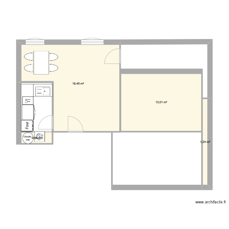 benedit. Plan de 4 pièces et 35 m2