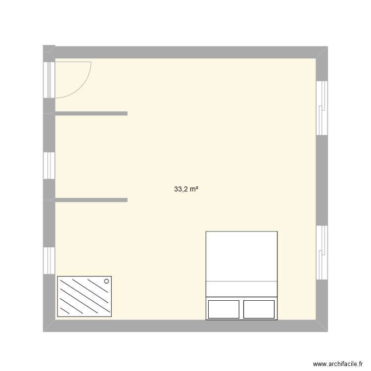 studio. Plan de 1 pièce et 33 m2