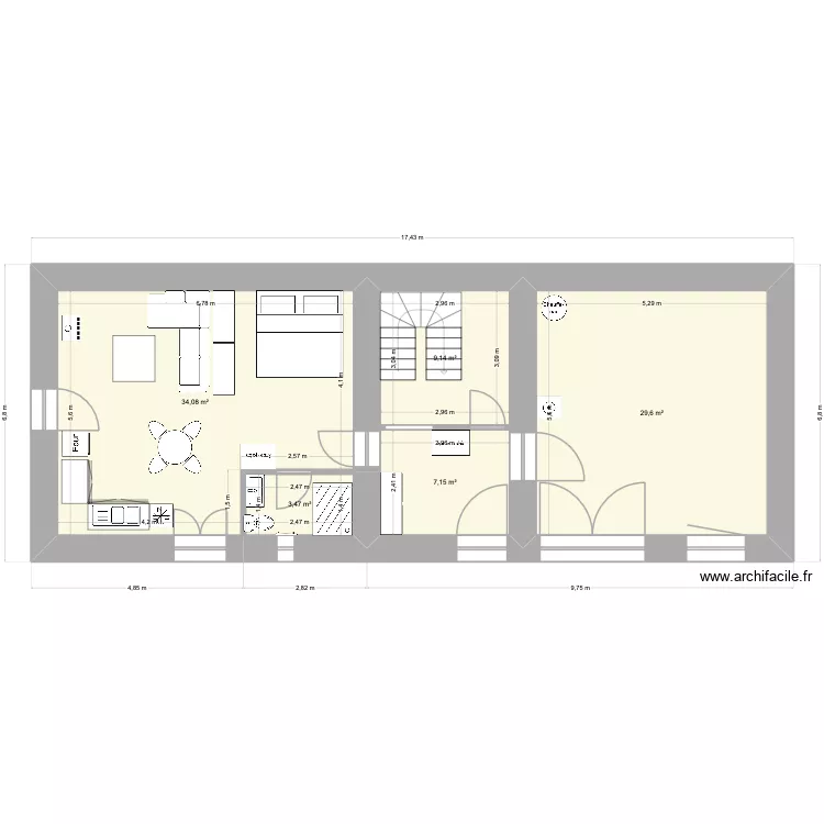 Lacroux. Plan de 5  et 83 m²