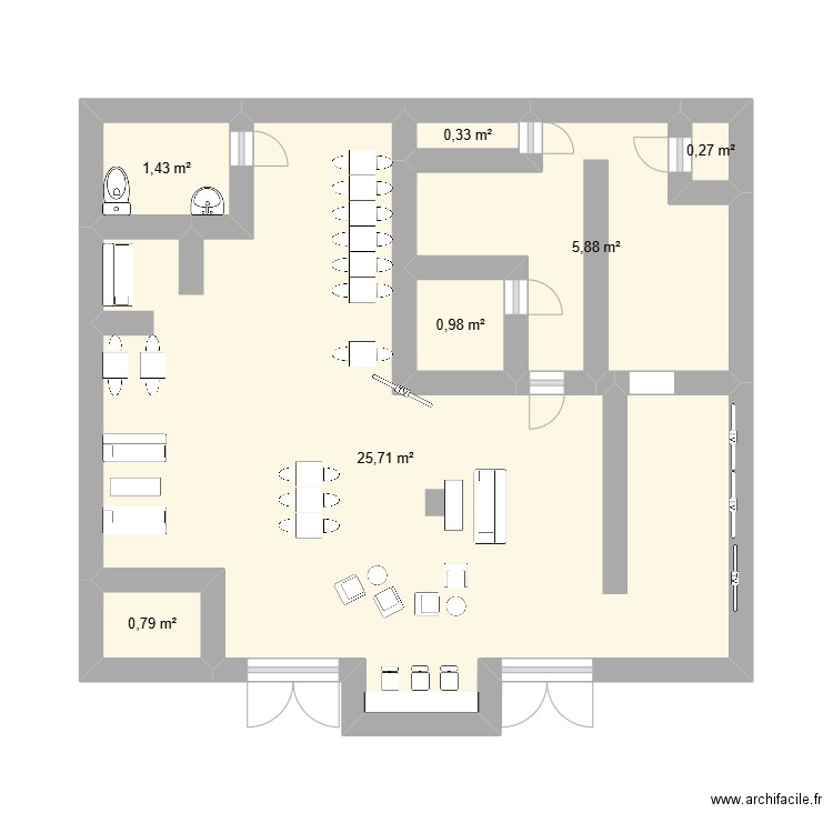 bchef plan. Plan de 7 pièces et 35 m2