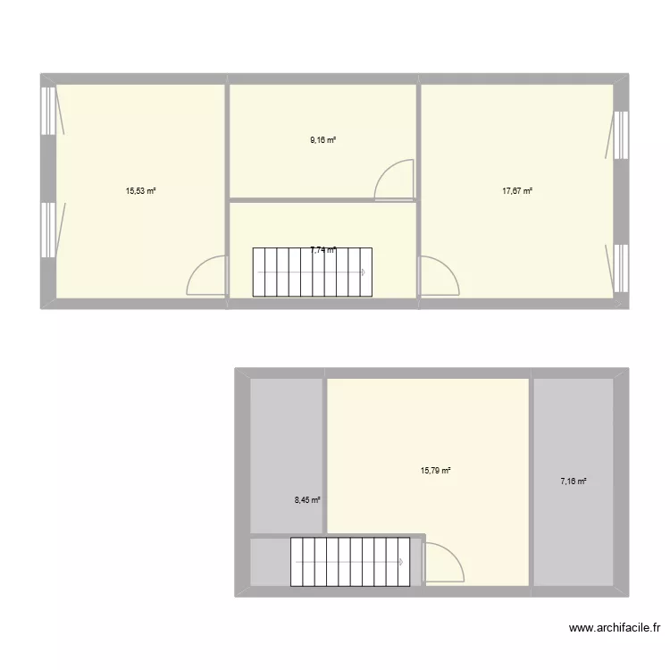 1er et 2eme nimy. Plan de 6  et 82 m²