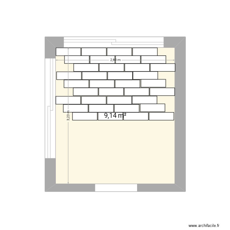 Veranda. Plan de 1 pièce et 9 m2