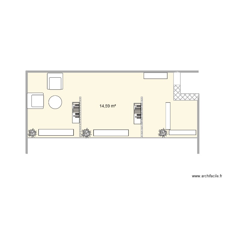 stand des savanes. Plan de 1 pièce et 15 m2