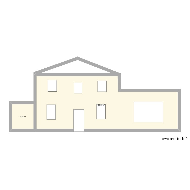 aire. Plan de 2 pièces et 63 m2
