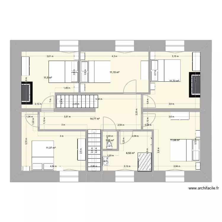 Sornac Etage. Plan de 8 pièces et 80 m² Sornac Etage. Plan de 8 pièces et 80 m²